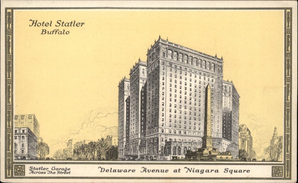 Hotel Statler Buffalo NY ~ Delaware Avenue at Niagara Square ~ 1930s postcard