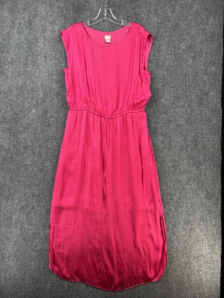 Chicos Silky Summer Berry Tie Waist Maxi Dress Hot Pink Women’s 2P (12P) Preppy