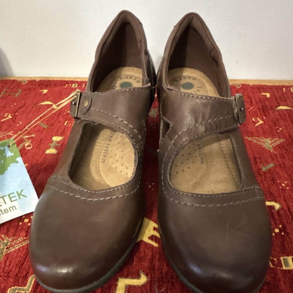 Earth Origins Welltek System Comfort Mary Jane Shoes Brown Leather Women's 9.5