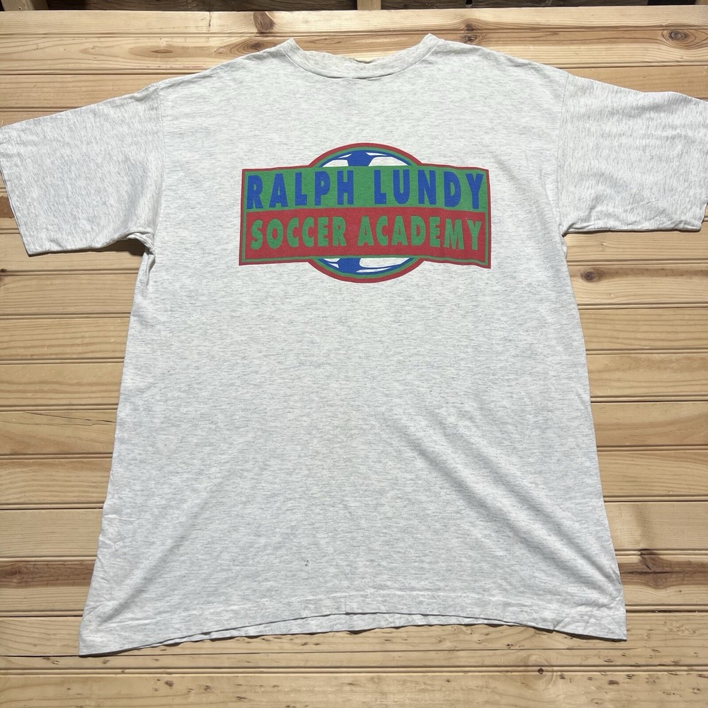 Vintage 90s Adidas Ralph Lundy Soccer Academy Single Stitch Shirt Size XL