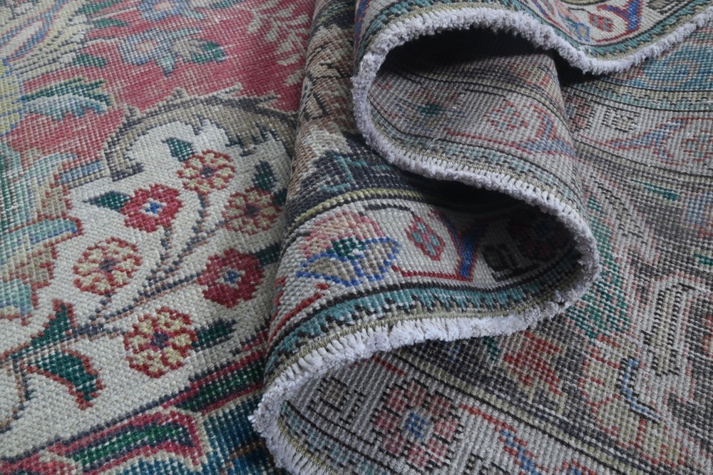 9.2x12.2 ft Persian Vintage Turkish Oushak Rug Red Bohemian Handmade Wool Rug