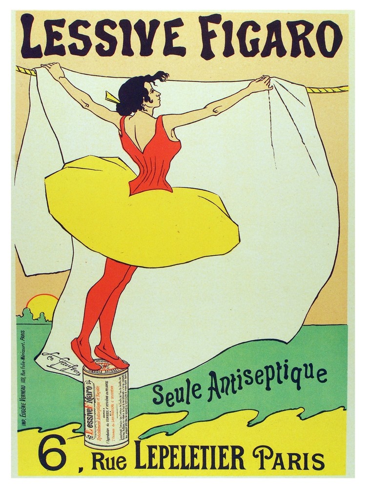 Lessive Figaro antiseptique Decoration Poster.Graphic Art Interior design.3275