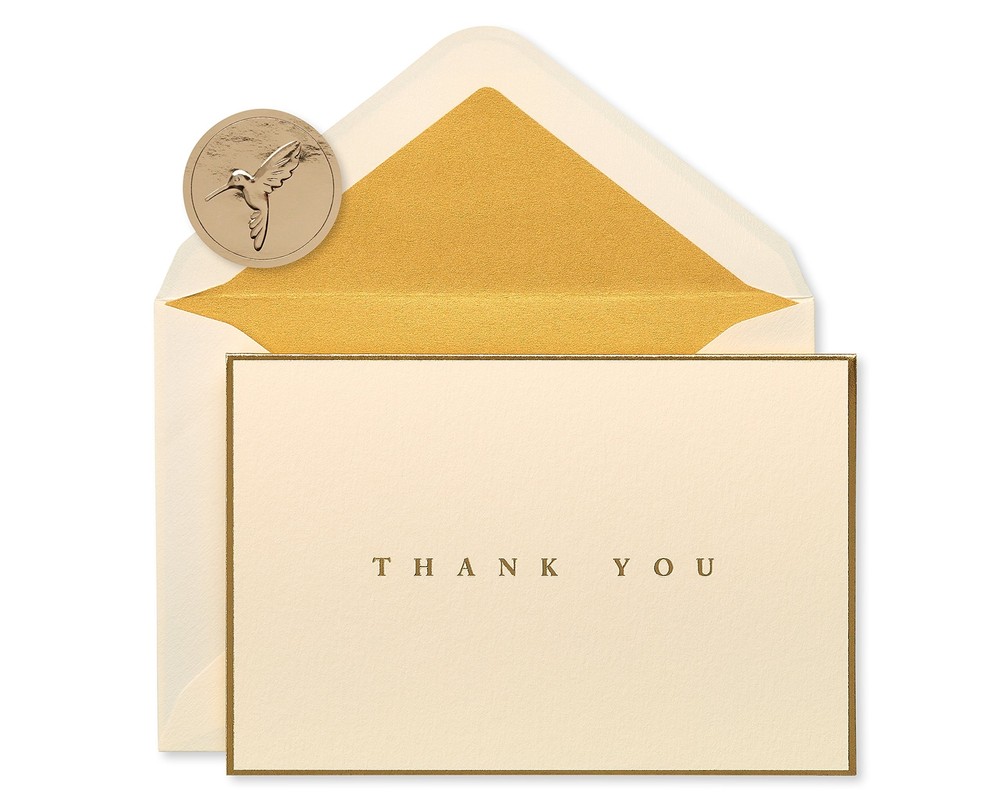 Thank You Cards with Envelopes, Gold Border (16-Count)