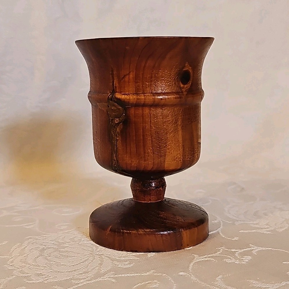 Handcrafted Turned Wooden Treenware Goblet Cup