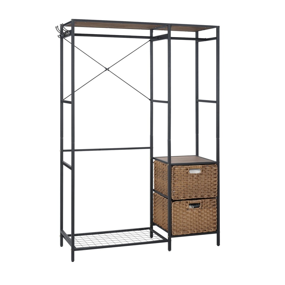 Sturdy acacia wood wardrobe rack for heavy-duty storage-image