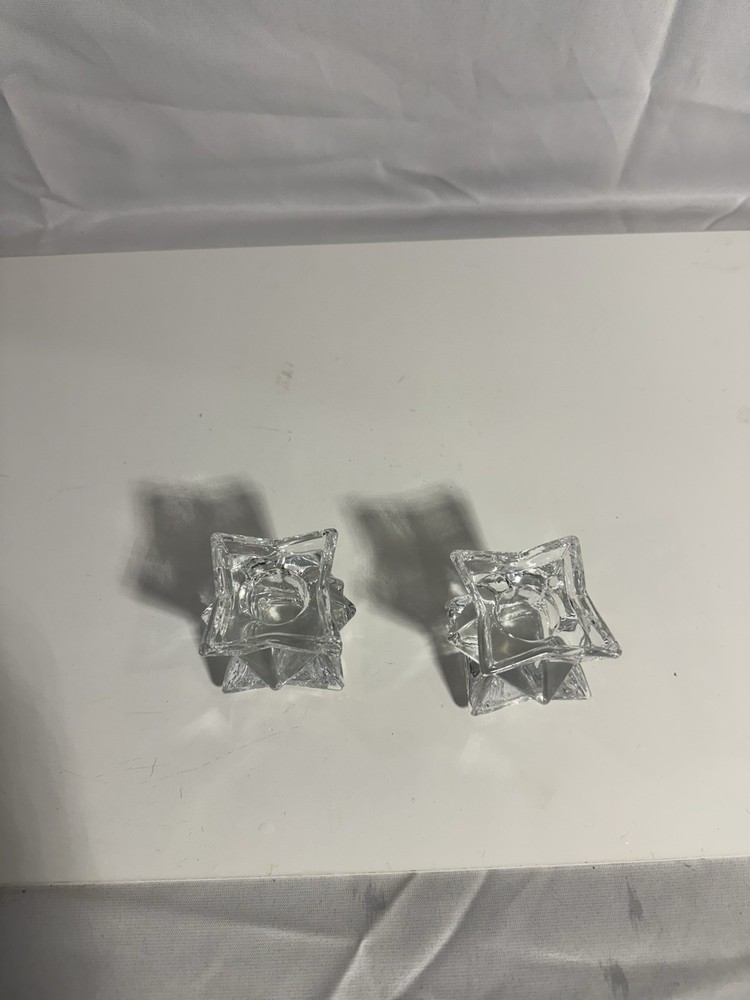 Set of (2) Avon Glistening Star 24% Lead Crystal Taper 2