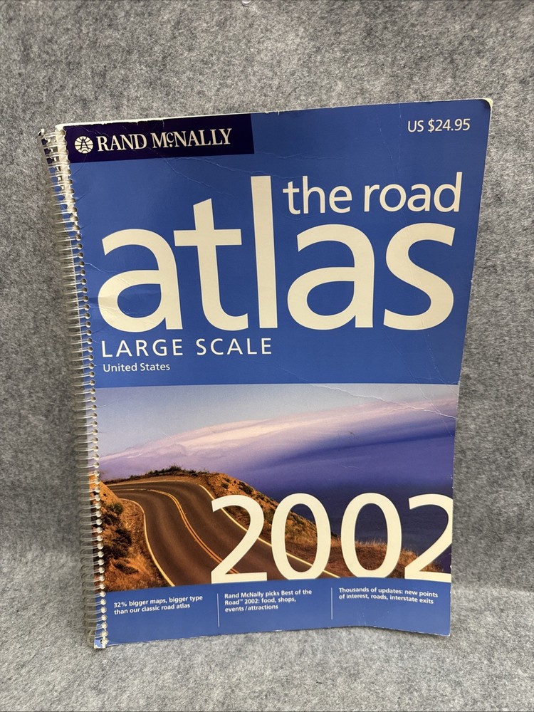 Rand McNally Road Atlas 2002 Large Scale Easy To Read Unites States  Vintage