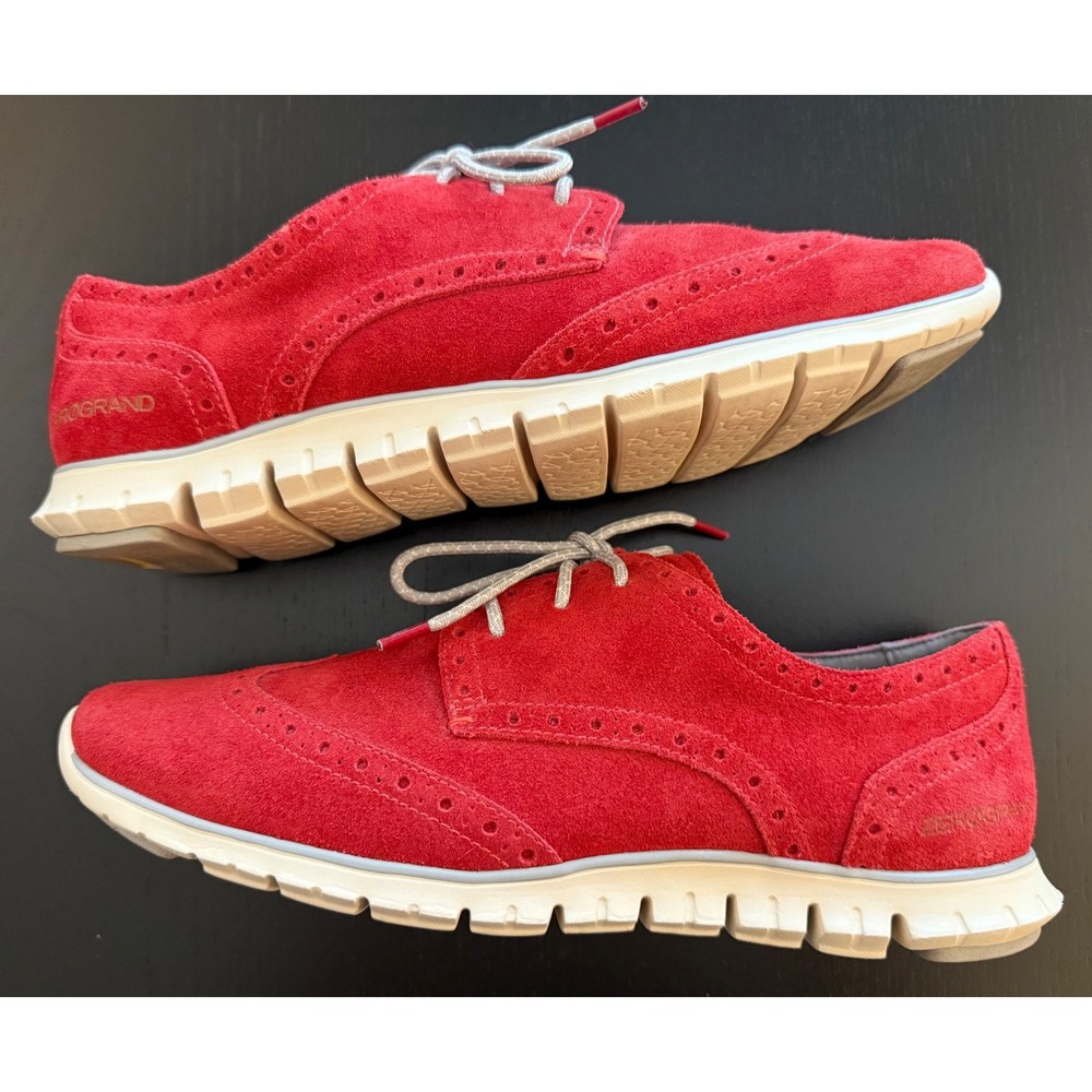 Cole Haan ZeroGrand Suede Wingtip Oxford Women's Size 8.5B Red Comfort Lace-Up