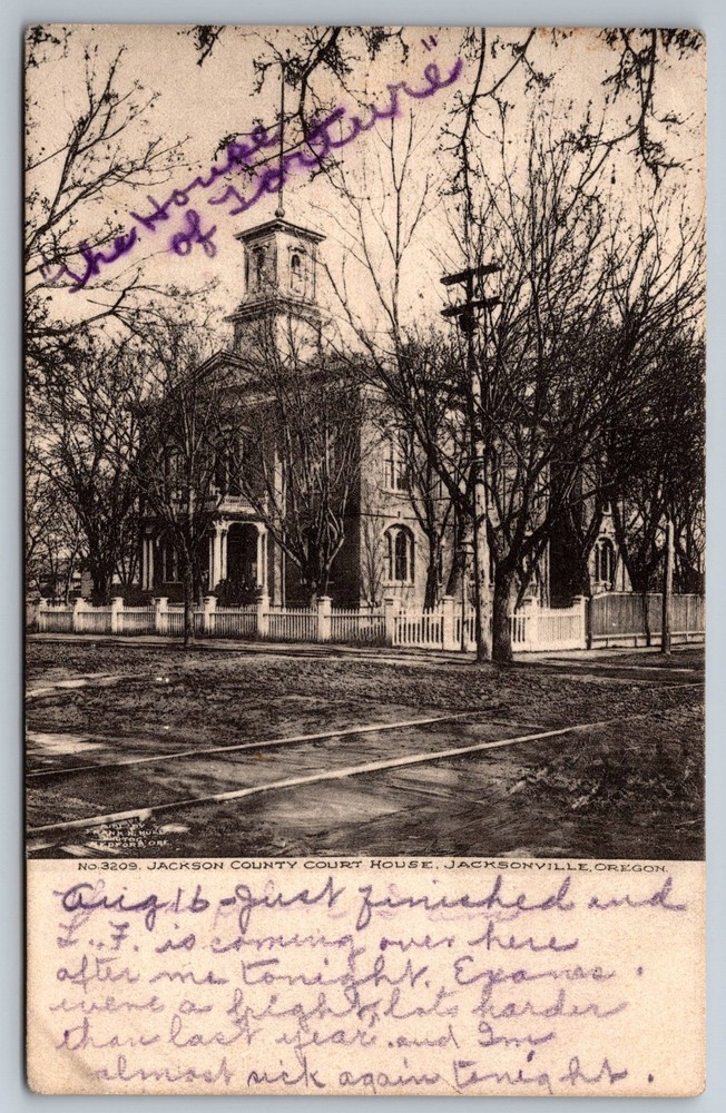 Postcard Jackson County Court House Jacksonville Oregon c1907