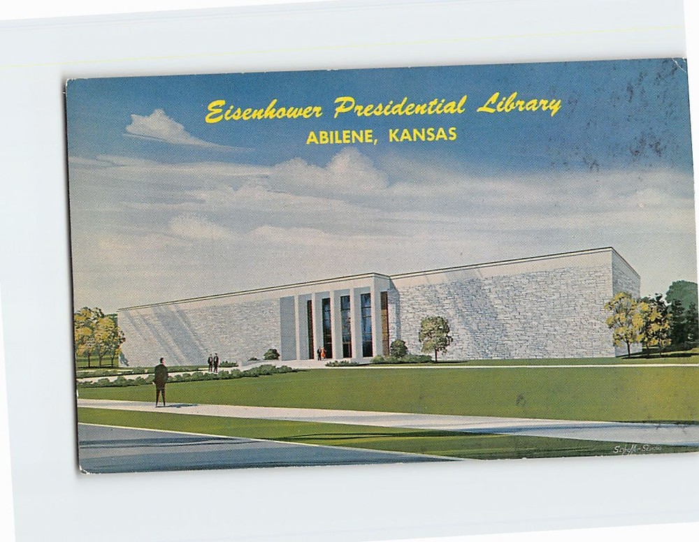 Postcard Eisenhower Presidential Library Abilene Kansas USA