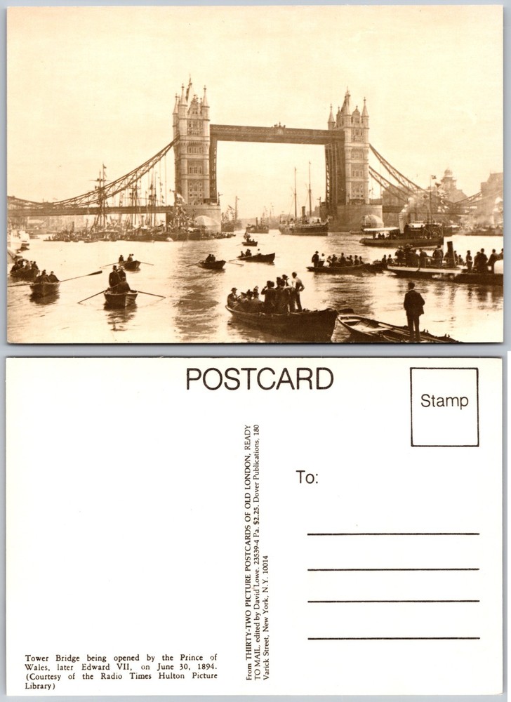 Continental Tower Bridge Opening London England Boats Postcard