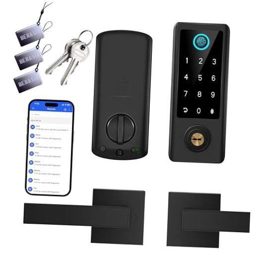 Smart Fingerprint Door Lock with App Control & Keyless Entry Handle Set  