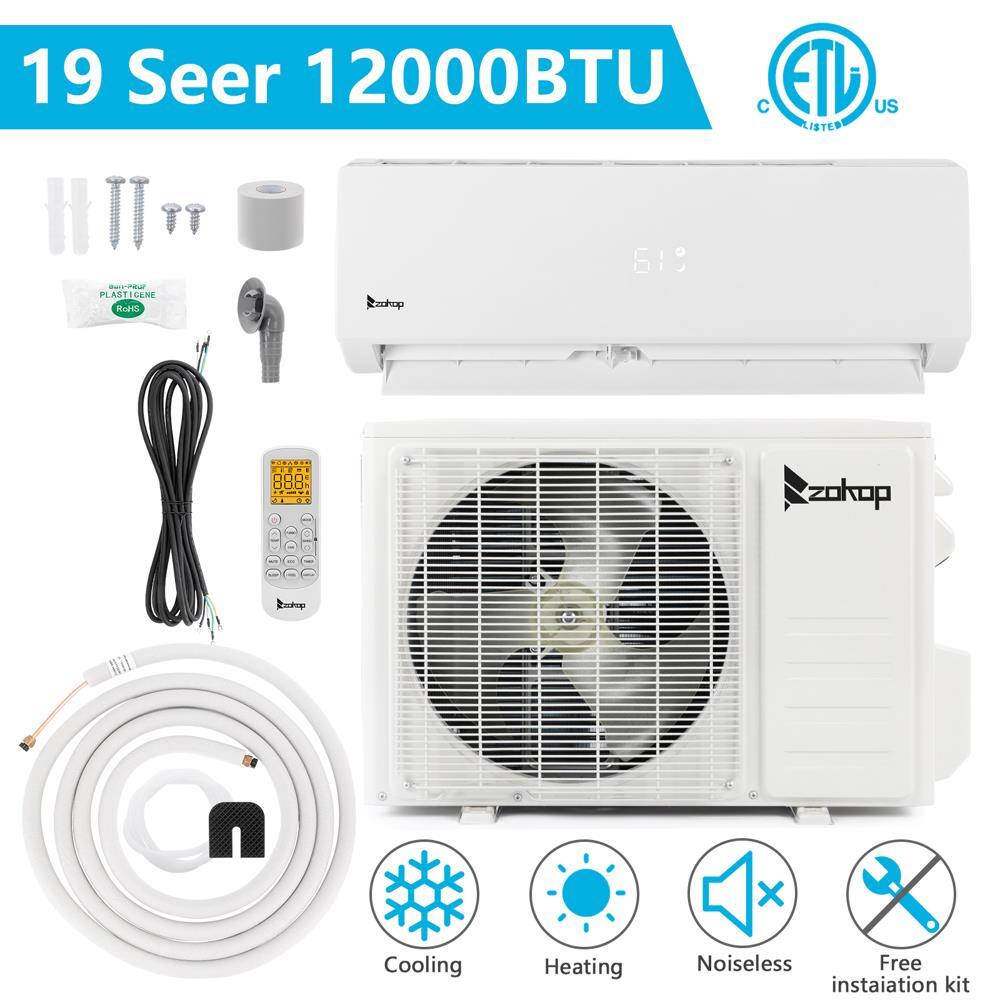 12,000 BTU Zokop Ductless Inverter AC with Heat Pump 19 SEER