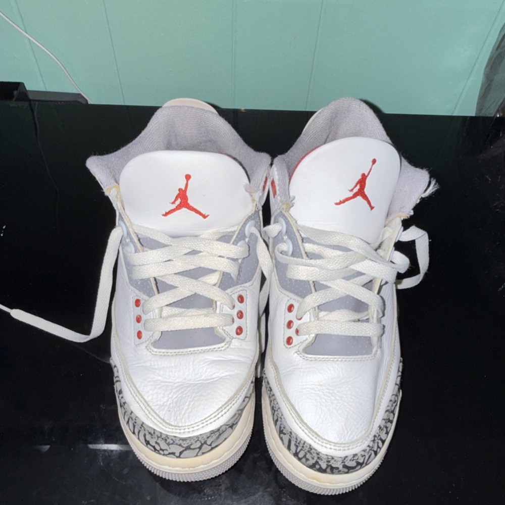 Jordan Air Jordan 3 White Red Gray DM0967-160 Lace Up Men's Athletic Sneakers