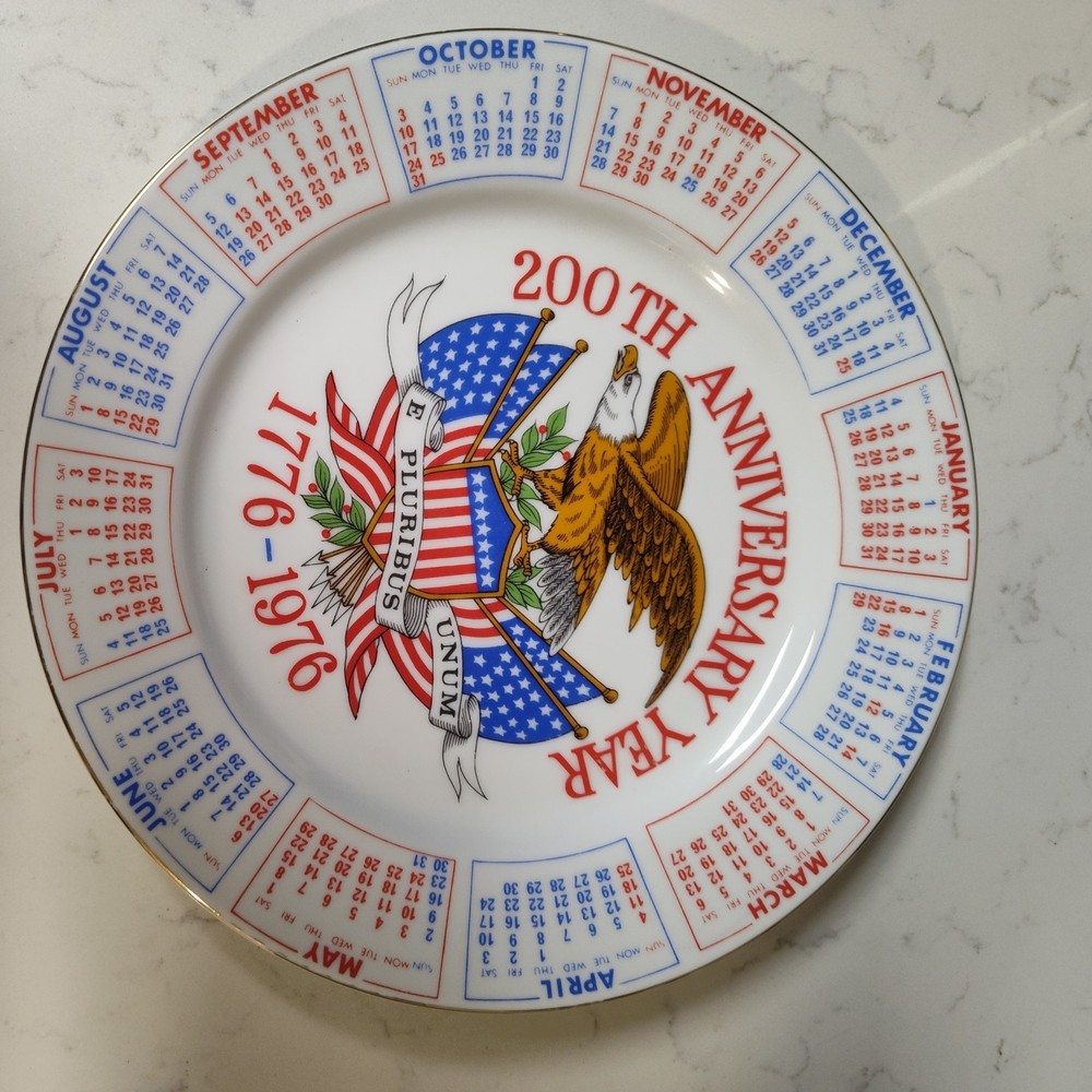 Vintage USA Bicentennial 200th Anniversary Year 1776 1976  Calendar Plate