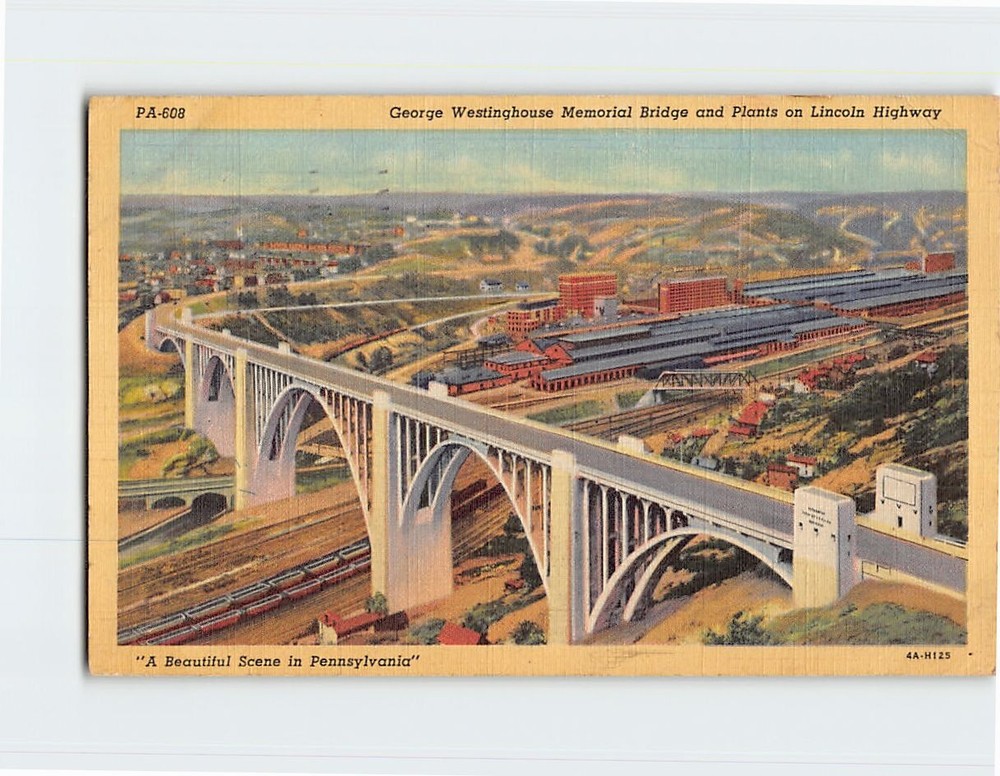 Postcard George Westinghouse Memorial Bridge Pittsburgh Pennsylvania USA