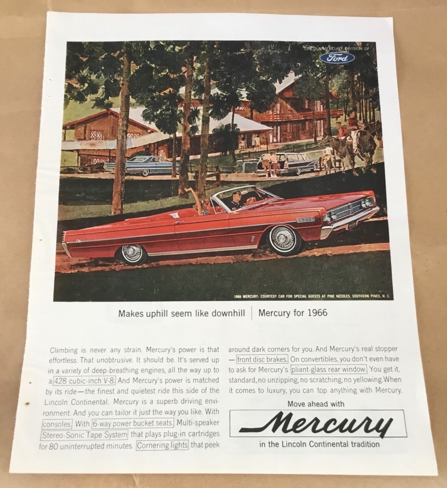 Mercury automobile orig vintage print ad 1965 retro art 60s illus. home decor