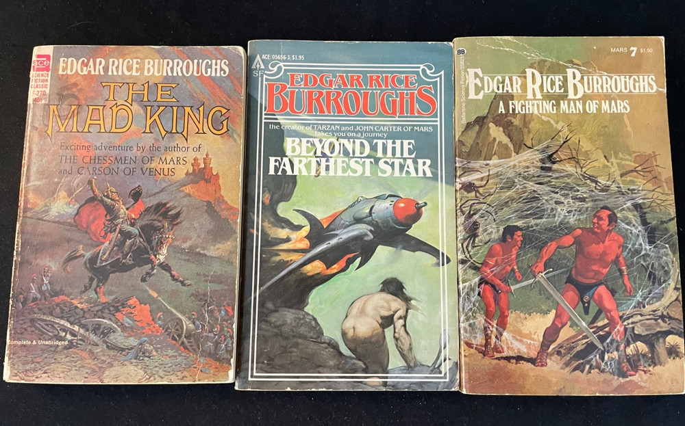 MAD KING, BEYOND THE FARTHEST STAR, FIGHTING MAN OF MARS E.R. Burroughs, PBs