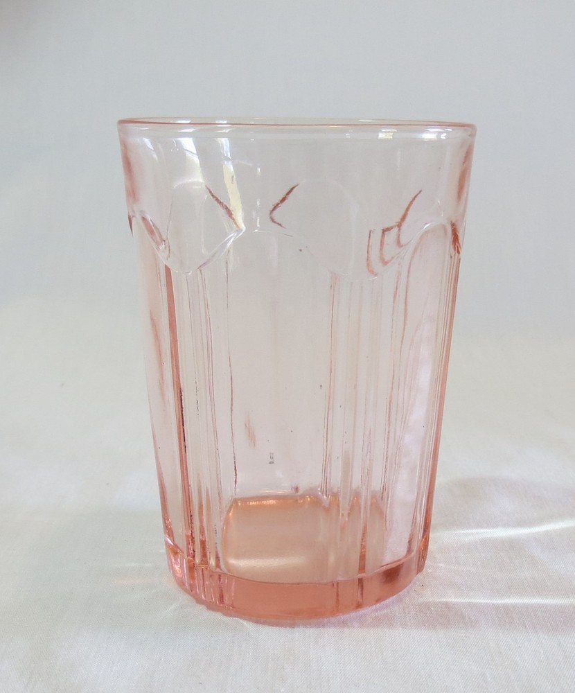 Anchor Hocking Colonial Knife & Fork Pink 4” Tall Flat 9 oz Water Tumbler(s)