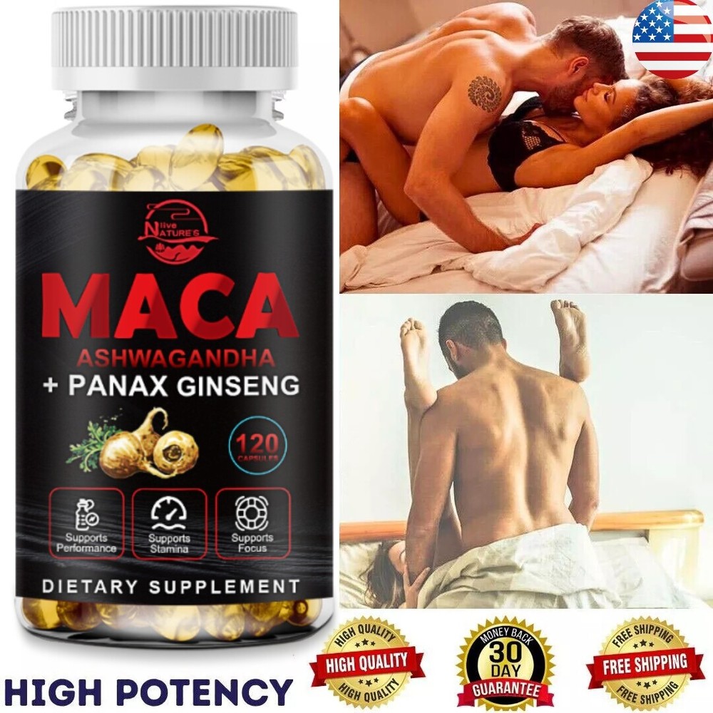 Maca Root,Ashwagandha,Panax Ginseng Extract Organic Male Enhancing 120 Capsules