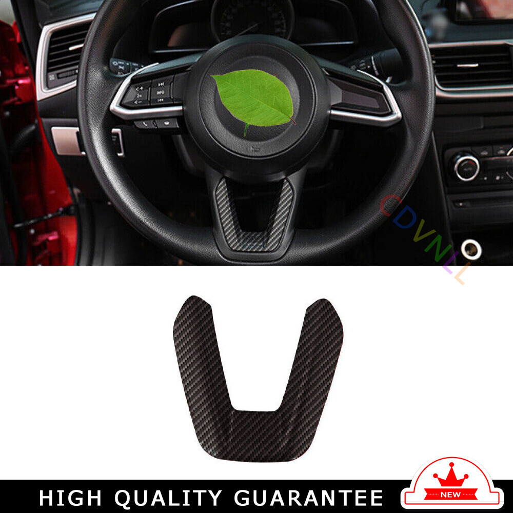 Fit For Mazda 3 Axela 2017-2019 Carbon Fiber Steering Wheel U Type Cover Trim 1X