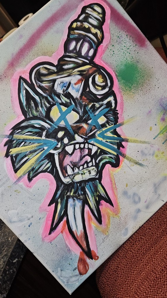 ORIGINAL Acrylic PAINTING Abstract ART EXPRESSIONIS Graffiti Pop-image