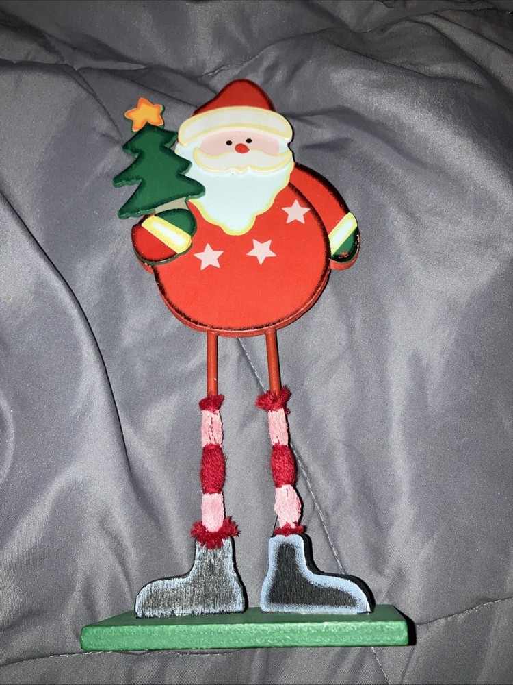Wooden Christmas Santa Standing Decor 10in Rustic Holiday Tabletop Accent-image