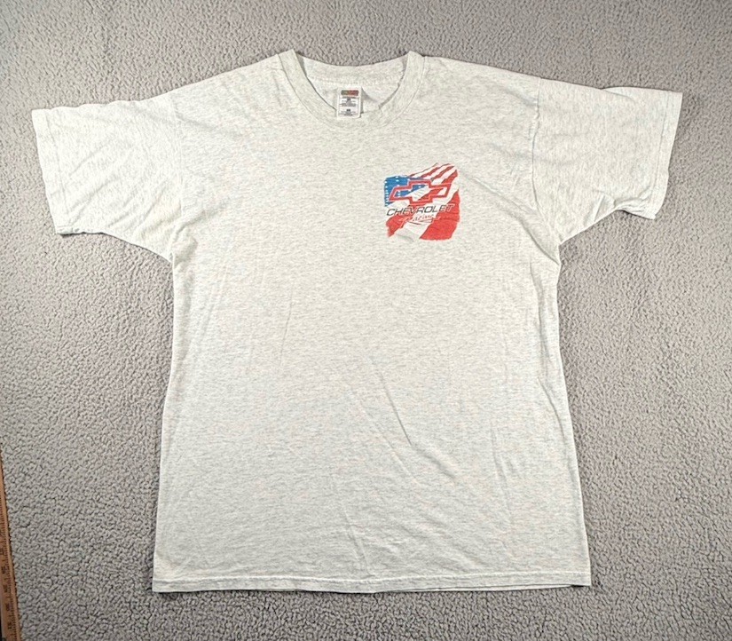 Vintage VTG 90s Chevrolet Racing Flag Graphic T shirt Size XL