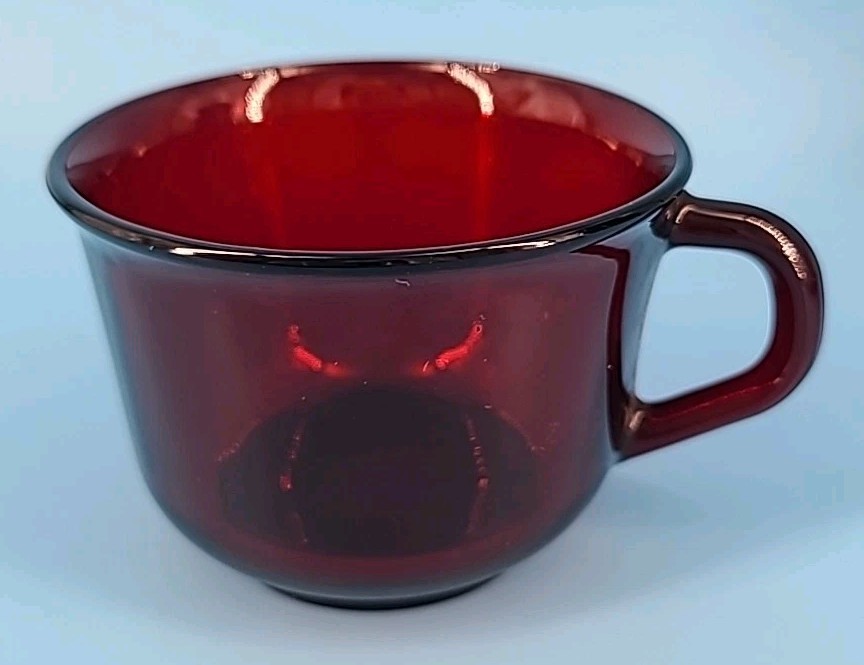 Vintage MCM Ruby Red Arcoroc Glass Classique Coffee Tea Punch Cup Mug France