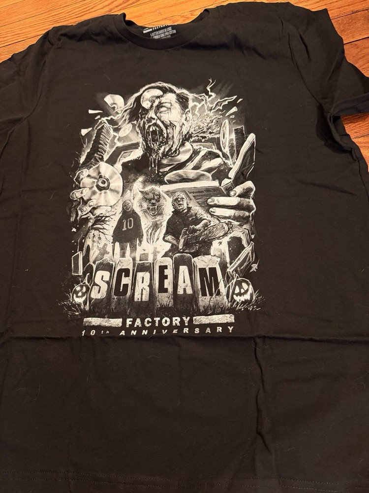 Scream Factory 10th Anniversary Shirt Size XL Black Cult Horror Movie