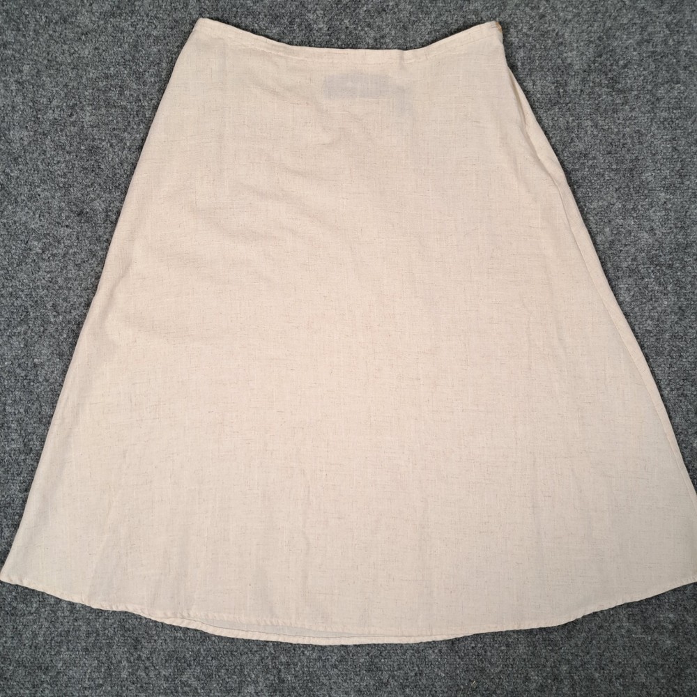Sag HARBOR Aline Full Midi Skirt Sz 8 Beige Cream Cottage Core Peasant Boho