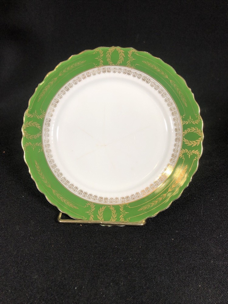 SLS Austria China 6.25” Dessert Bread Plate Wheat Wreath Gold Trim Vintage