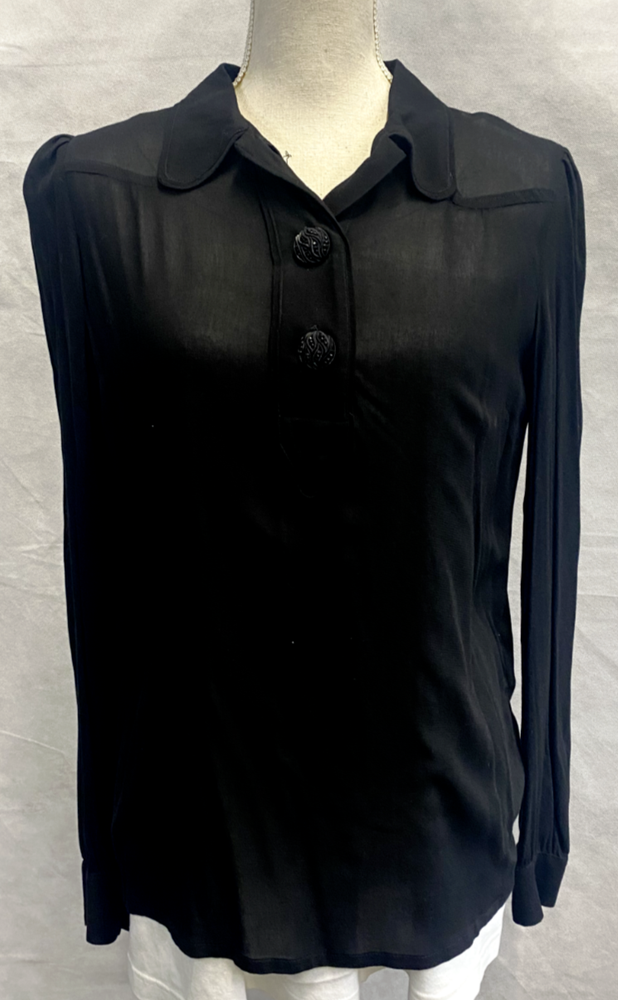 Just Cavalli Black Sheer Button Down Blouse Size 42