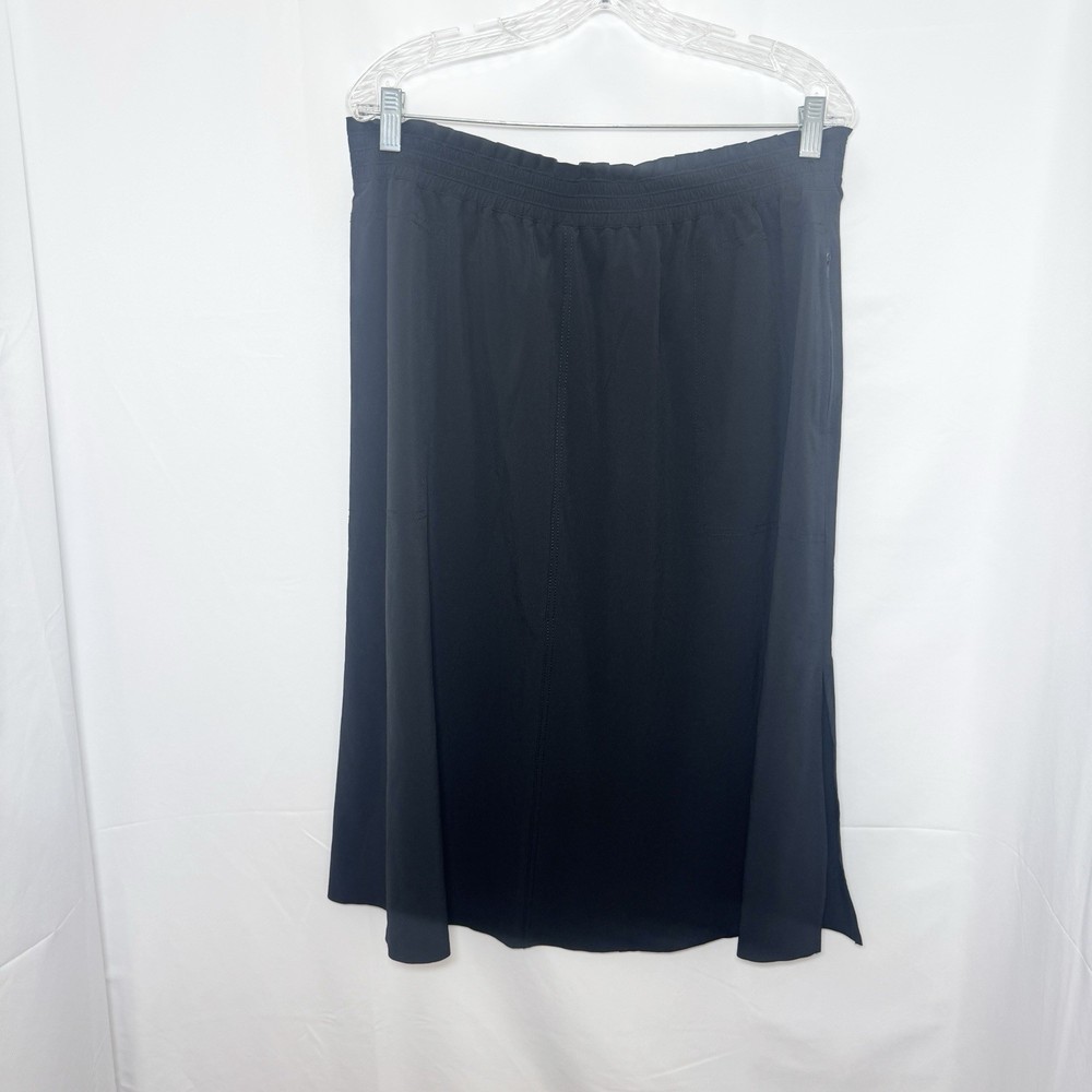 Athleta Skirt Sz 1XL Savannah Midi Side Slits Elastic Waist Wrinkle Resistant