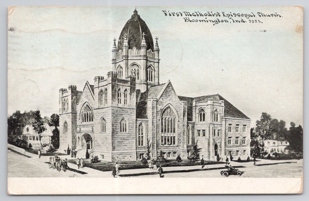 1910 First Methodist Episcopal Church Bloomington Indiana Postcard Posted
