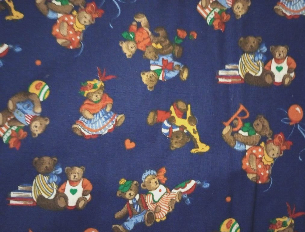 teddy bear alphabet fun fabric length blue 14 x 10 inch 1pc