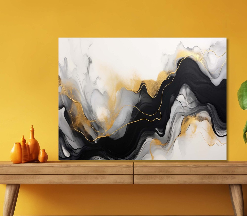 Pattern Ink Black Art 5mm thick Plastic Poster Ready to Hang 60x45cm