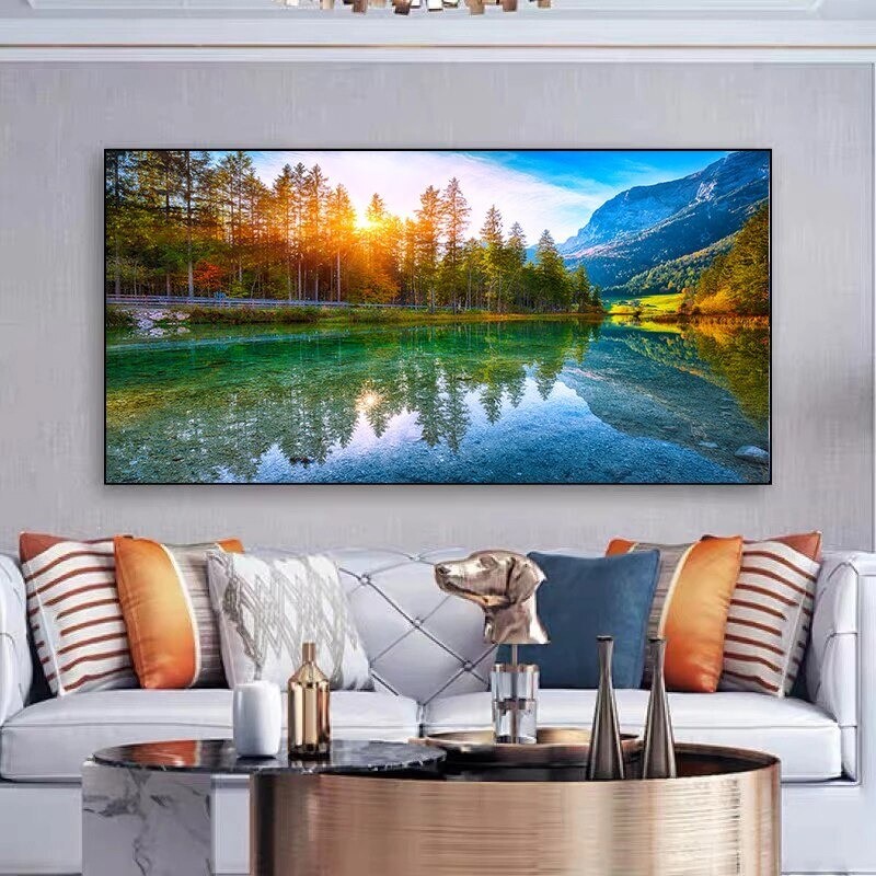Wall Art Print Nature Landscape Mountain Canvas Painting Sunshine Forest Picture