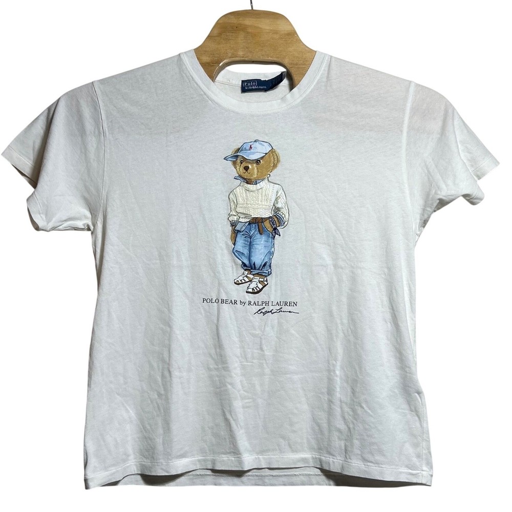 Polo Ralph Lauren Polo Bear Graphic T-Shirt White Cotton Crewneck Large L