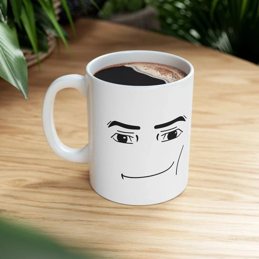Man Face Mug 11oz - Funny Gamer Ceramic Coffee Cup Gift ( Double- Sided)
