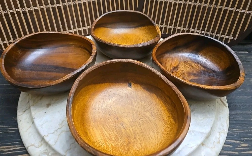 Set of 4 Wooden Bowls 6