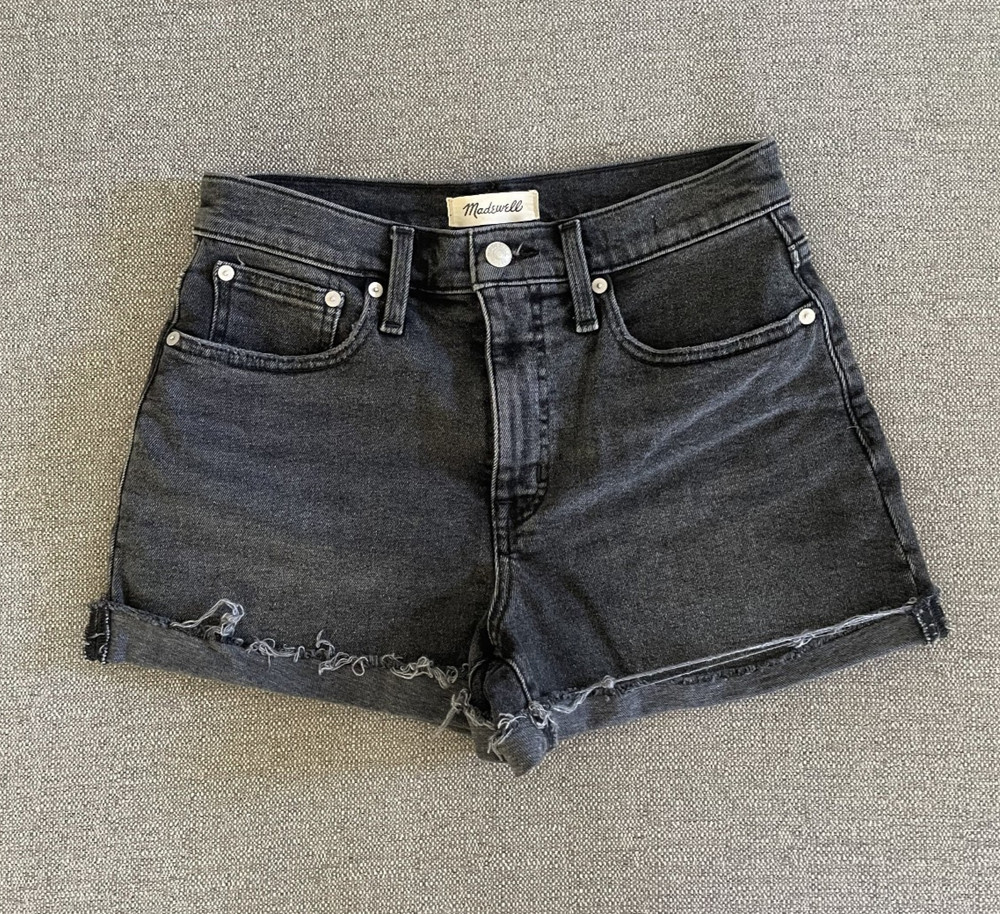 Madewell High-Rise Denim Cut Off Cuffed Shorts Women's Size 26 Black