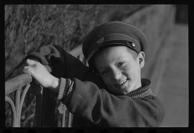 Photo:Moscow Russia 1950s Boy in Soviet Cap Portrait