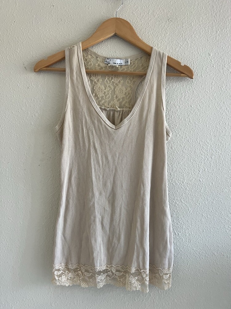 Y2K Bella Swan Lace Tank Top - Delicate Young At Heart Style in Size Large