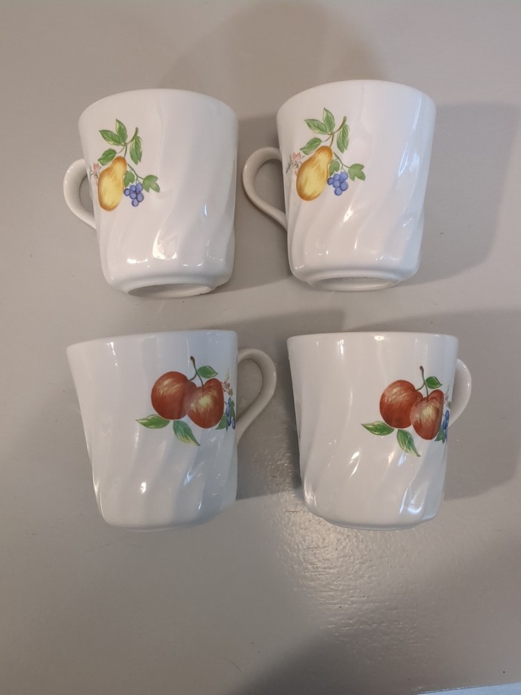 Corelle Cups Mugs Coordinates Stoneware Swirl Chutney Coffee Fruit Set Of 4