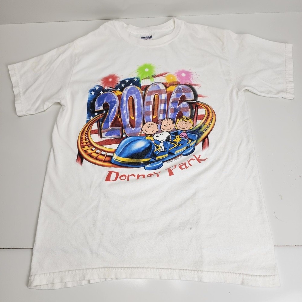 2006 Dorney Park Celebration Peanuts White Short Sleeve Tee Men's Size S