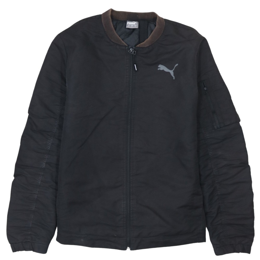 Puma Mens Bomber Jacket Black Full Zip Logo Zipped Pockets Lightweight Wind S