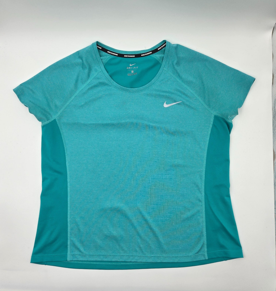 Nike, running t-shirt, Dri-Fit, turquoise blue, women's, size 1X