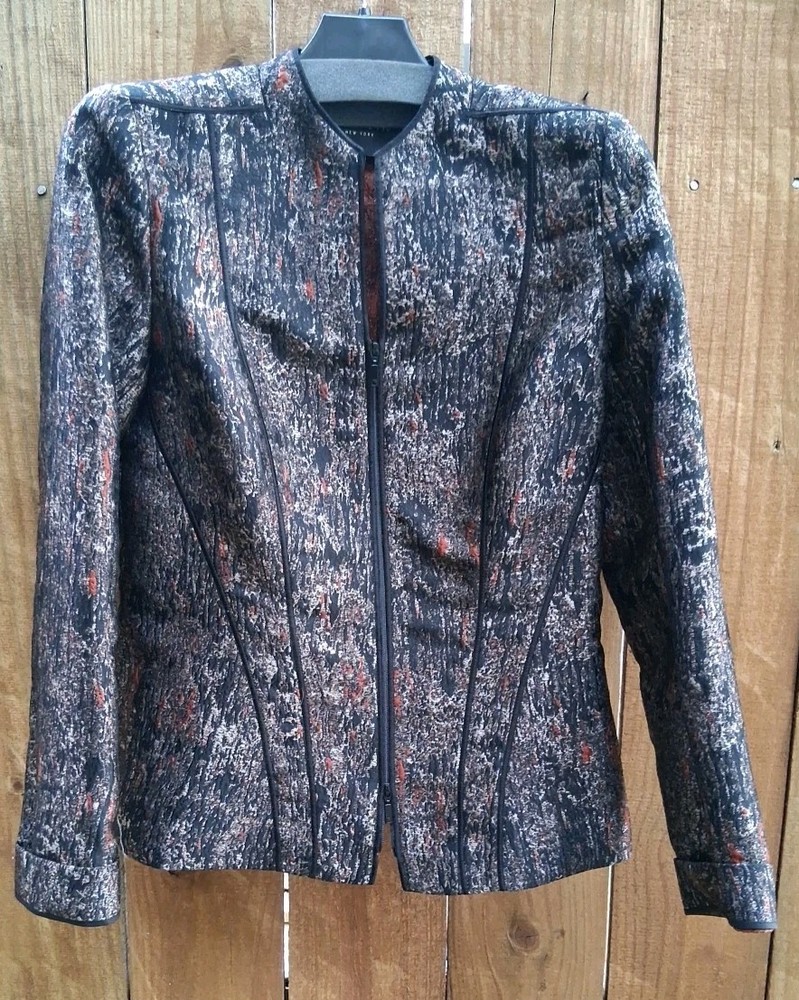 Lafayette 148 New York Womens Textured Zip-Up Jacket Size 0