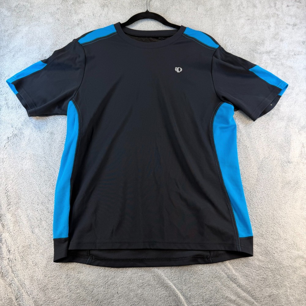 Pearl Izumi Shirt Mens M Black Blue Athletic Short Sleeve Cycling